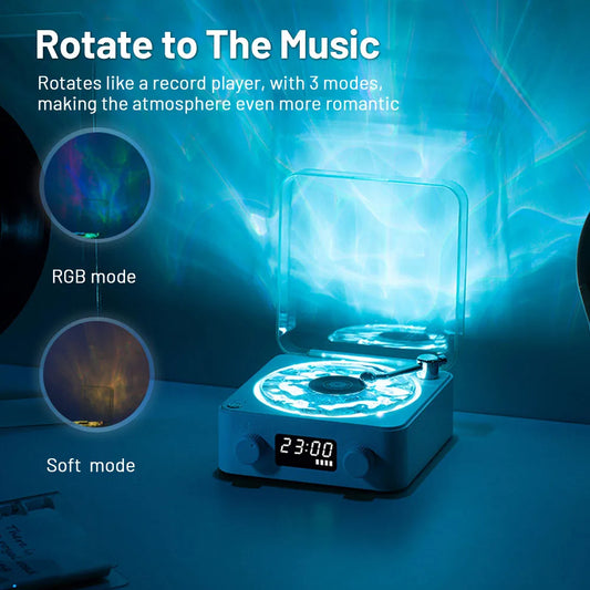 Retro Turntable Speaker Wireless Bluetooth-compatible 5.0 Vinyl Record Player Stereo Sound With White Noise RGB Projection Lamp Effect Carpisco
